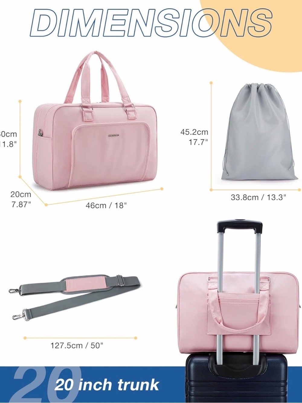 Bagsmart Pink Weekender - Picture 5 of 5